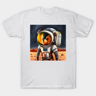 Teddy wearing a space suit Painting on the moon T-Shirt